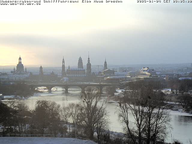 Blick von pieschen zur Altstadt, ebenfalls Webcam-Bild