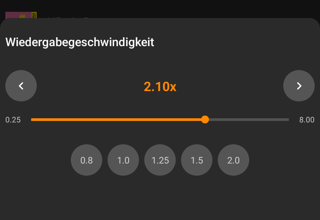 Neues UI für Geschwindigkeit in VLC für Android