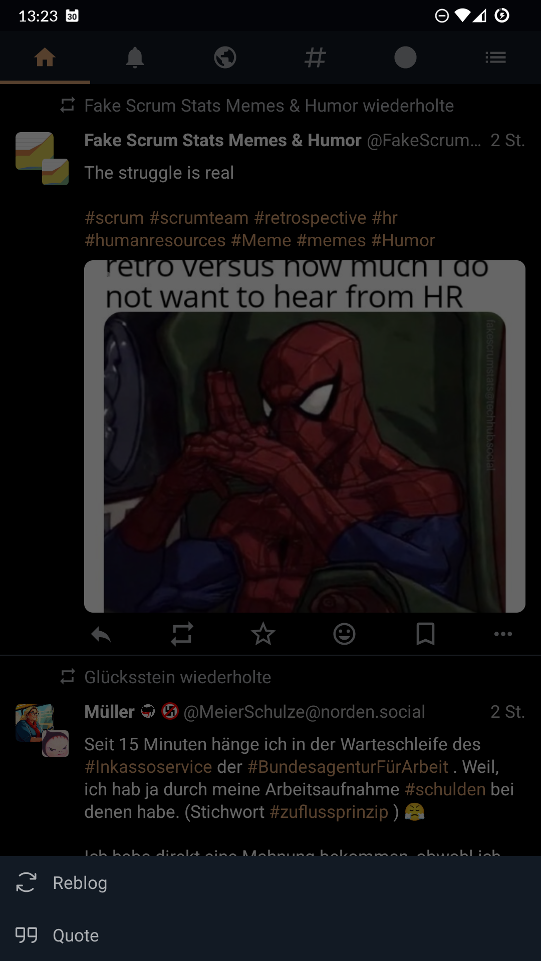 Reblog or quote? (selection on bottom of screen)